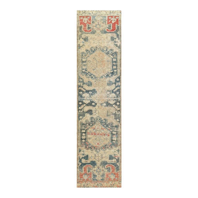 Antique Faded Persian Runner| Medallion Design | 3x9 For Sale