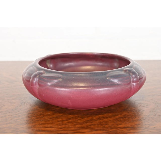 Van Briggle Van Briggle Arts & Crafts Dragonfly Mulberry Glazed Ceramic Bowl, Early 20th Century For Sale - Image 4 of 12