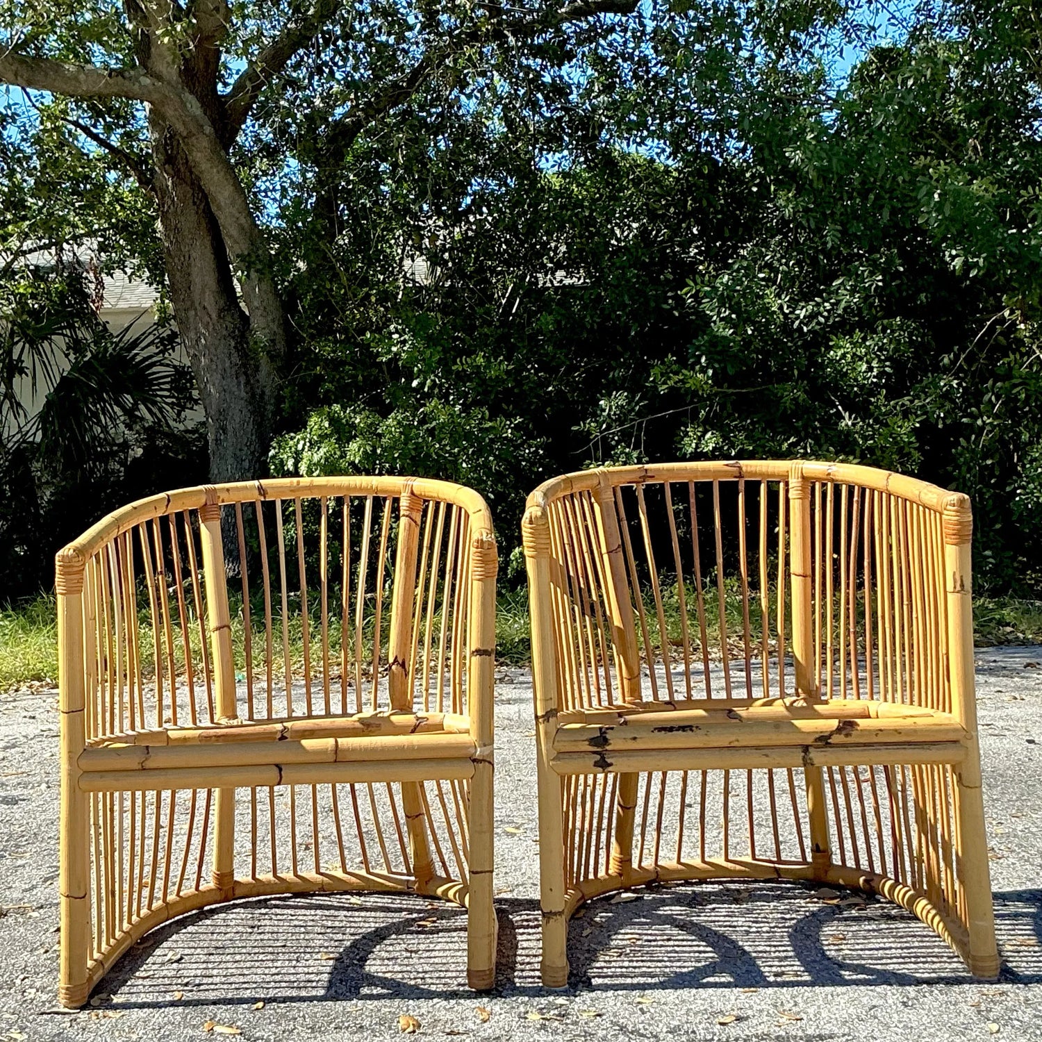 Vintage Coastal Bamboo Tub Chairs - a Pair — additional photo 6