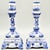 Contemporary Vintage Delft Style Floral Candlesticks, a Pair For Sale - Image 3 of 7