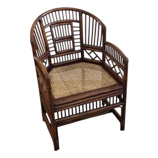 1970s Brighton Pavilion Style Bamboo Rattan Cane Armchair For Sale