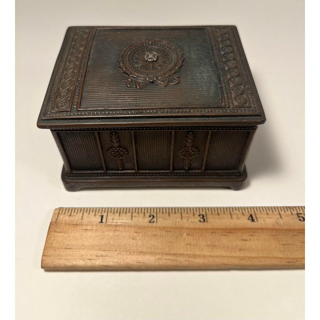 Metal Antique 19th Century Jennings Brothers Jb 1880 Ornate Metal Trinket Box For Sale - Image 7 of 9