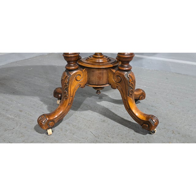 Victorian Burr Walnut Inlaid Centre Table, 1880s For Sale - Image 6 of 12