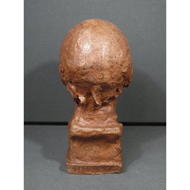 Vintage 1980 Hand-Sculpted Voltaire Portrait Bust Signed For Sale - Image 9 of 15