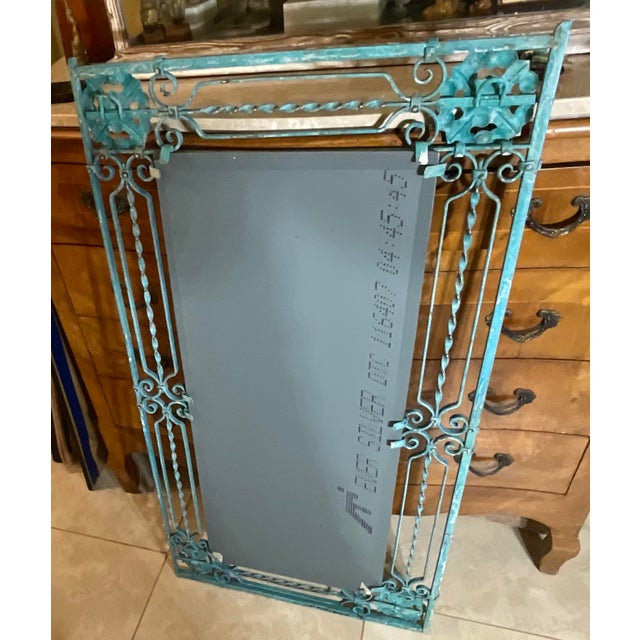 Antique Wrought Iron Gate Mirror – Repurposed Architectural Salvage For Sale In Miami - Image 6 of 15