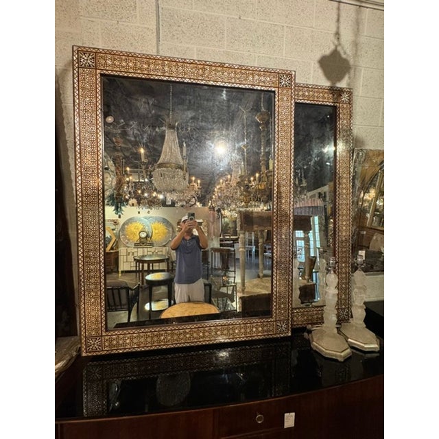 Wood Vintage Middle Eastern Mother of Pearl Inlaid Mirrors For Sale - Image 7 of 9