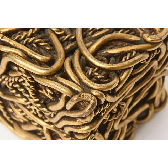 Vintage French Bronze Twisted Square Cube Sculptures Signed by Yascal Pair Of For Sale - Image 9 of 11