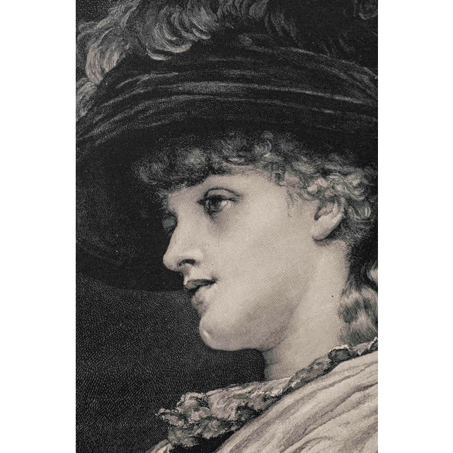 Victorian Antique Victorian Female Portrait Print After Frederic Leighton, Dark Wood Frame For Sale - Image 3 of 7