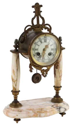 Countertop Clock in Marble and Gilded Bronze