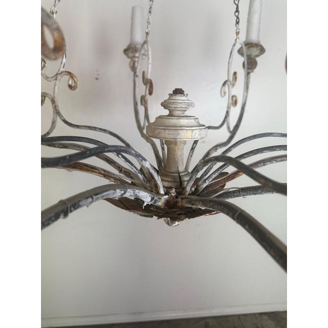 Iron Chandelier With Distressed Whitewash Finish by Miamar Home For Sale In Los Angeles - Image 6 of 12