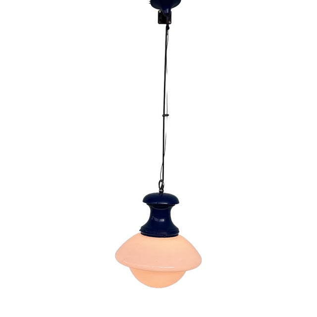 Industrial Space Age Italian Chandelier in Vintage Glass and Metal, 1970s For Sale
