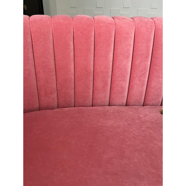 Contemporary ModShop Custom Coral Velvet Curved Sofa For Sale In Miami - Image 6 of 7