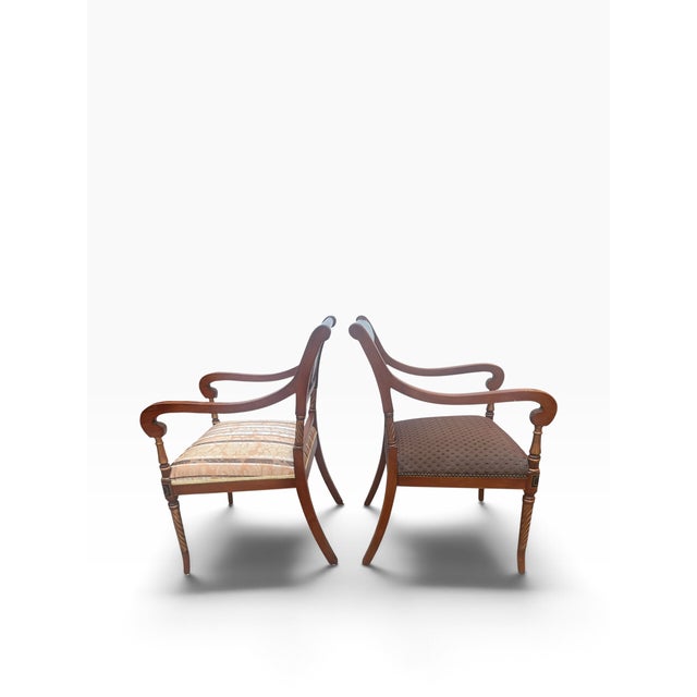 Regency Style Hand-Painted Neoclassical Armchairs, Pair For Sale In Boston - Image 6 of 18