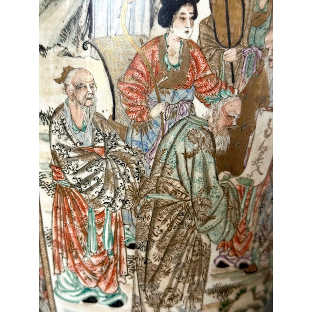 Large Pair Japanese Satsuma Ceramic Vases Kozan Meiji Period For Sale - Image 16 of 18