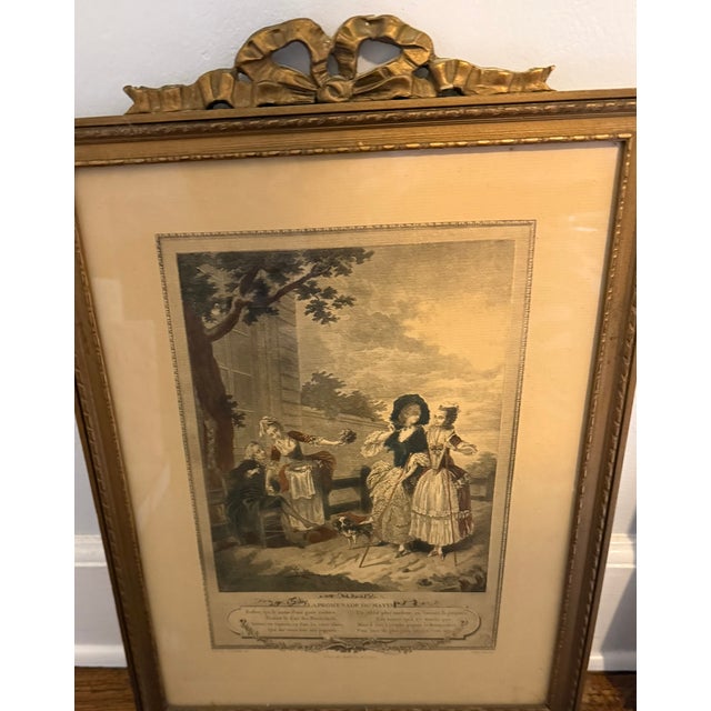An elegant and beautifully preserved pair of antique French hand-colored engravings from the celebrated Monument du...