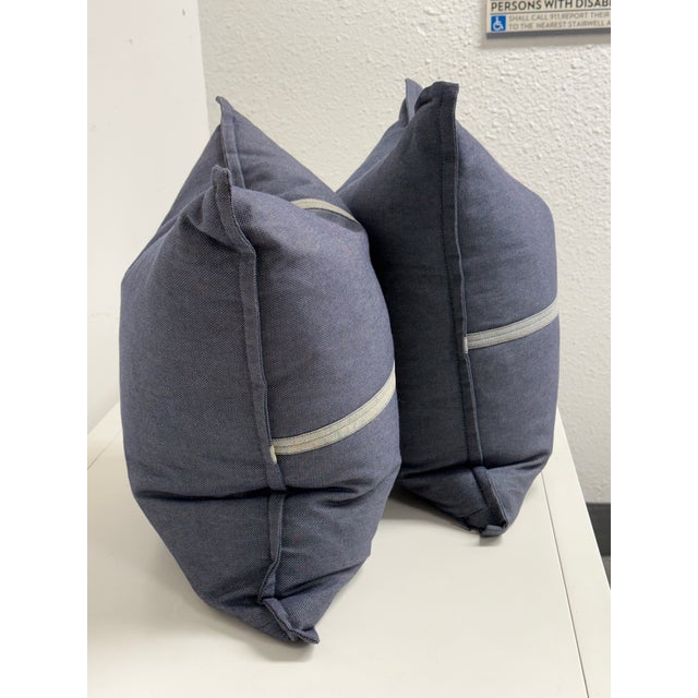 Thom Filicia for Eastern Accents Strauss Denim Decorative Pillows, Pair For Sale - Image 4 of 12