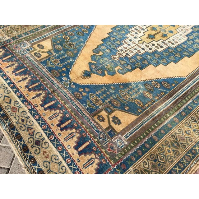 Camel Vintage Hand Knotted Turkish Area Rug - 110" X 67" For Sale - Image 8 of 11