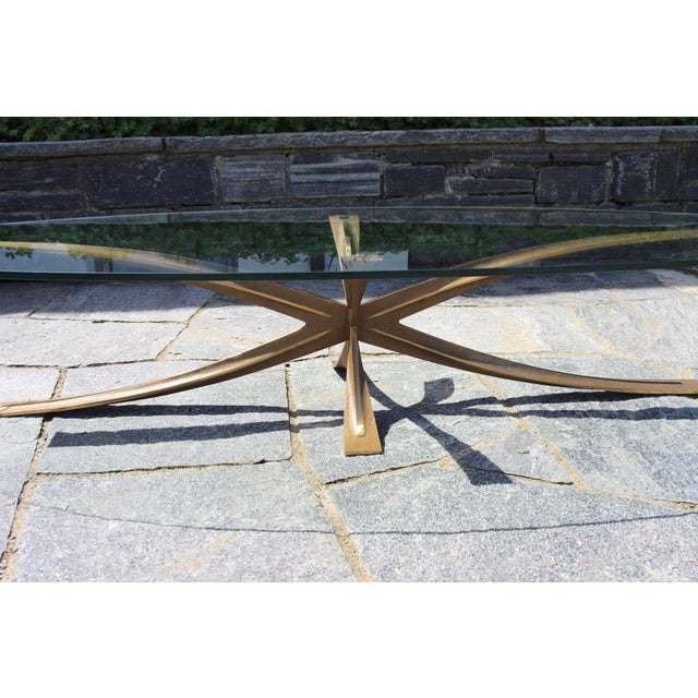 Oval Coffee Table in Bronze and Glass by Michel Mangematin, 1960 For Sale - Image 9 of 13
