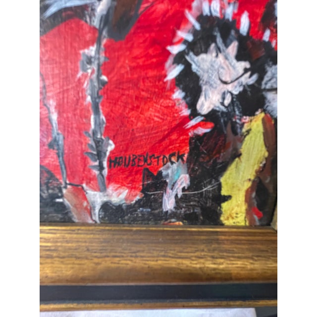 Red Mid 20th Century "Untitled" Abstract Expressionist Oil Painting Signed Haubenstock, Framed For Sale - Image 8 of 9