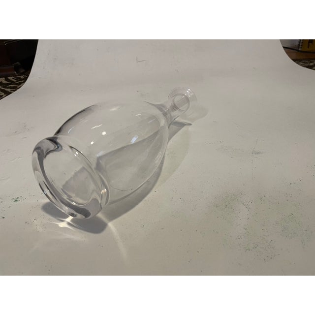 Pair Mid 20th Century Minimalist Clear Glass Decanters With Stoppers For Sale - Image 4 of 15