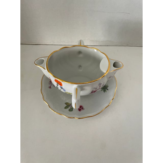 1930s Mid-Modern Century Porcelain Lourioux Philippe Deshoulieres French Wild Flower Gravy Boat For Sale - Image 5 of 9