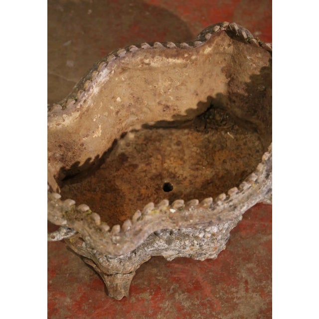 19th Century French Rococo Cast Iron Garden Jardinière With Weathered Patina For Sale - Image 10 of 12