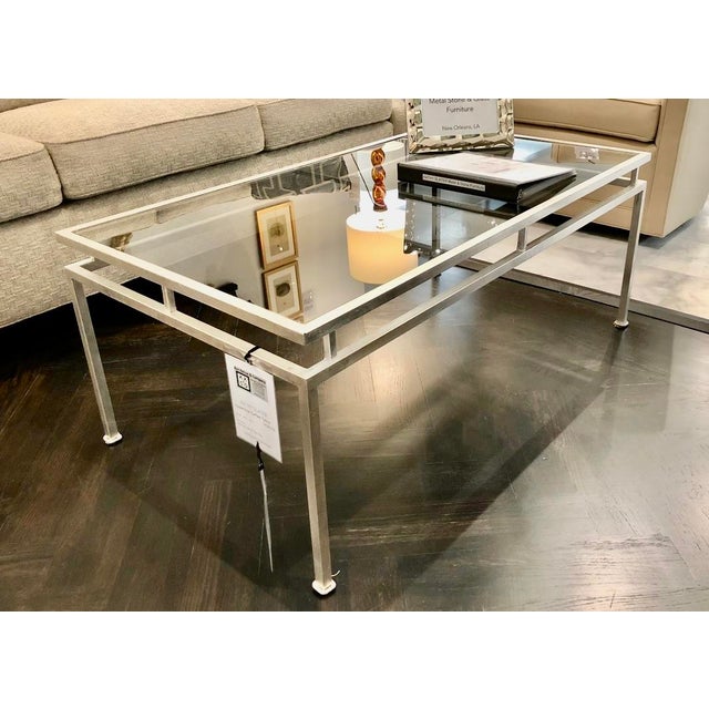 Silver Leafed Iron and Glass Coffee Table For Sale - Image 4 of 5