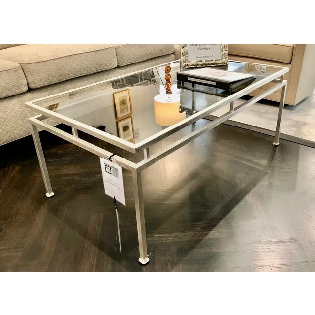 Upperline Silver Leafed Iron and Glass Coffee Table For Sale - Image 4 of 5