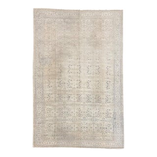 Antique Sivas Rug From Turkey 8x12| Ivory & Faded Blue-Gray Floral Design For Sale