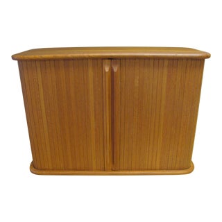 Mid 20th Century Teak Floating Storage Shelf With 2 Interior Shelves Two Tambour Doors by Eppco For Sale