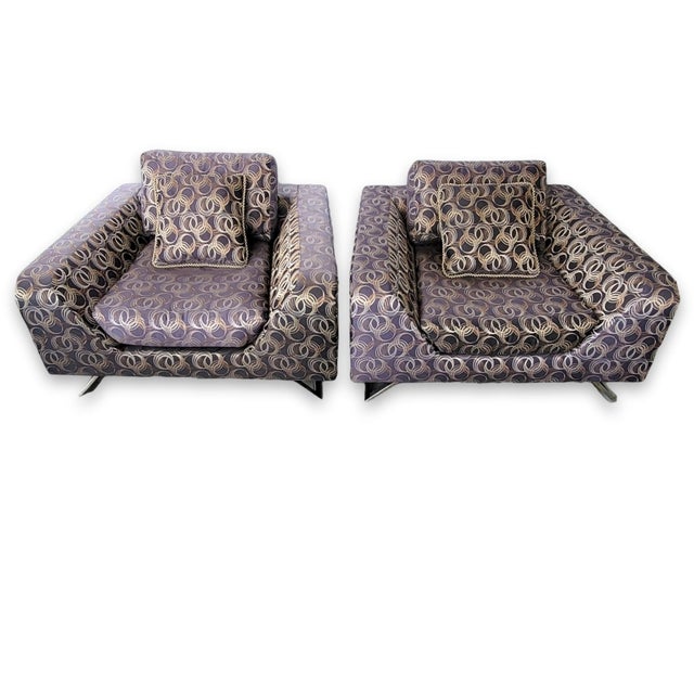 Contemporary Pair Thayer Coggin Lounge Chairs by Stanley Jay Friedman Model 1167-103 44" For Sale - Image 3 of 12