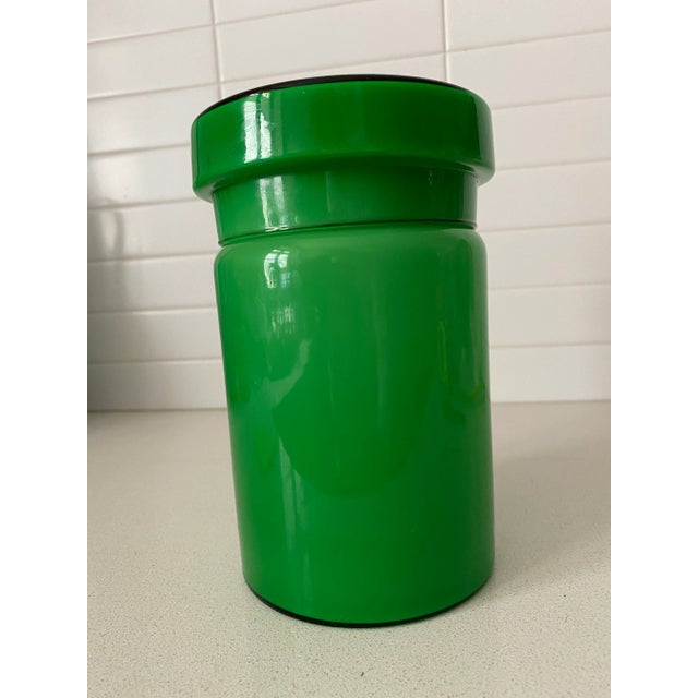 1960s 1960s Tall Forest Green Cased Glass Container With Lid For Sale - Image 5 of 5