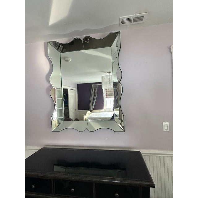2010s Designer Transitional Wall Mirror With Deep Flanged Trim- Glamourous For Sale - Image 5 of 6