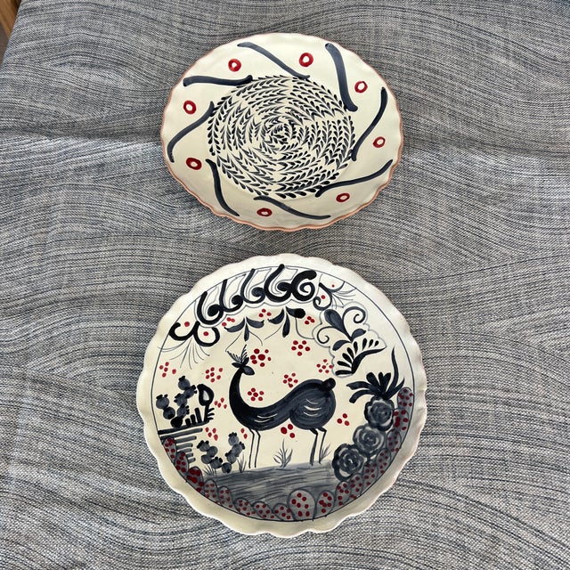 Cast Gusto Palm Beach Hand Painted 11” Talavera Plates- A Pair One plate is signed