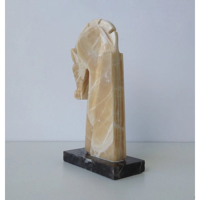 Vintage C.1970's Tall Marble Trojan Horse on Marble Base For Sale In West Palm - Image 6 of 11