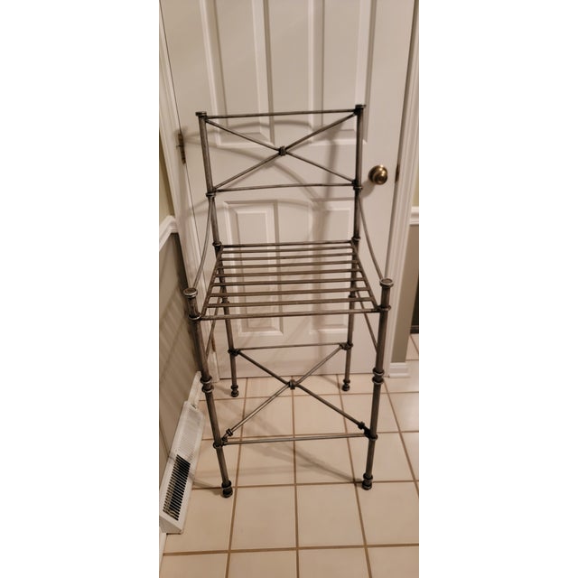 Vintage Giacometti Inspired Wrought Iron Counter Stools For Sale - Image 9 of 14