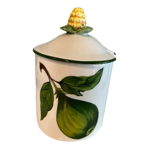 Mid 20th Century Tiffany & Co. Este Ceramiche Hand Painted Large Fruit Design Honey/Jam Jar