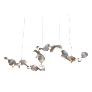 Dune 12 Curve Chandelier in Aluminum with Silver Anodized Finish by Moss Objects For Sale