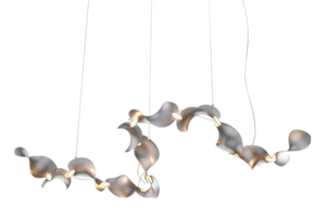 Dune 12 Curve Chandelier in Aluminum with Silver Anodized Finish by Moss Objects