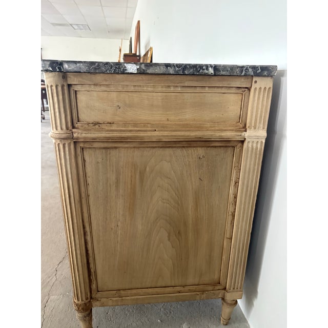 French French Louis XVI Style Bleached Commode With Gray Marble Top For Sale - Image 3 of 9