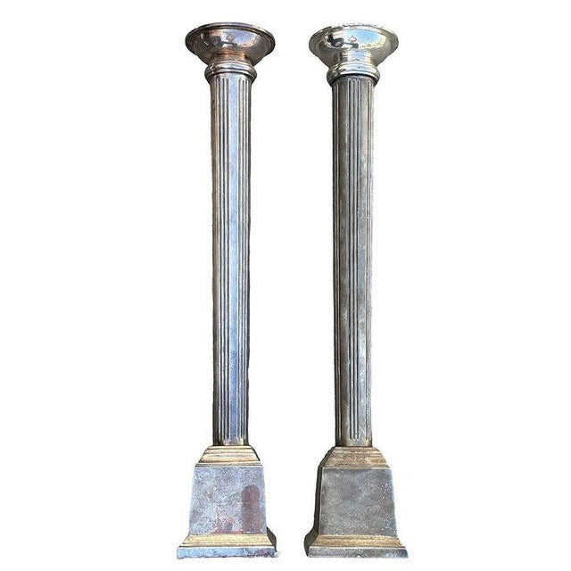 20" High Style Roman Colum Candlestick Holder, Pair For Sale - Image 4 of 6