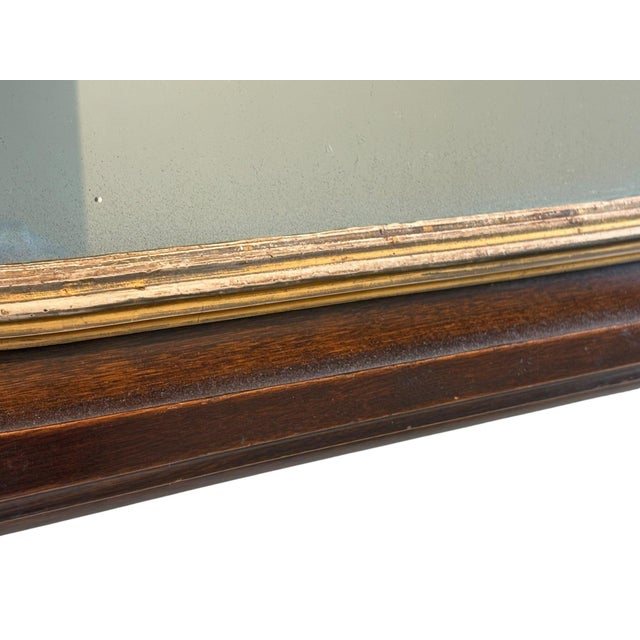 Antique Victorian Gothic Revival Arched Wall Mirror With Wood Rosette Detail For Sale - Image 4 of 9