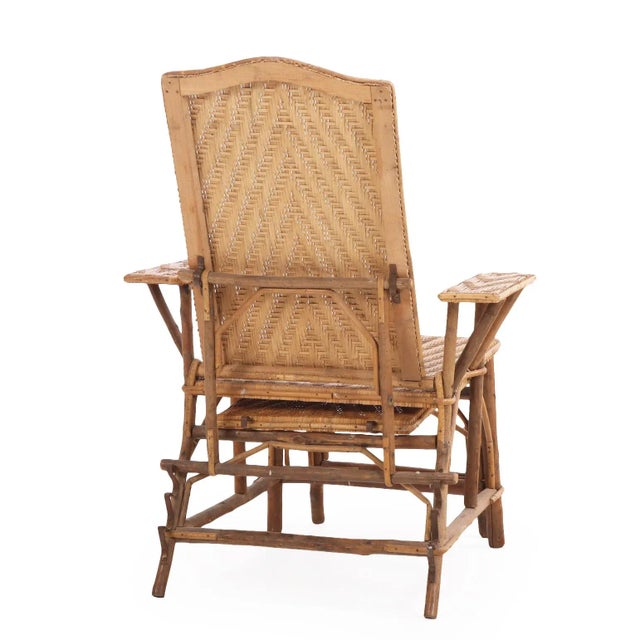 French A French Rattan Convertible Chaise Lounge, C. 1900. For Sale - Image 3 of 7