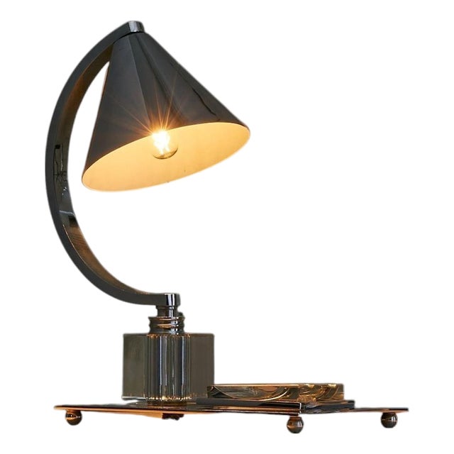 French Modernist Chrome Table Lamp by G. Humbert, 1940s For Sale