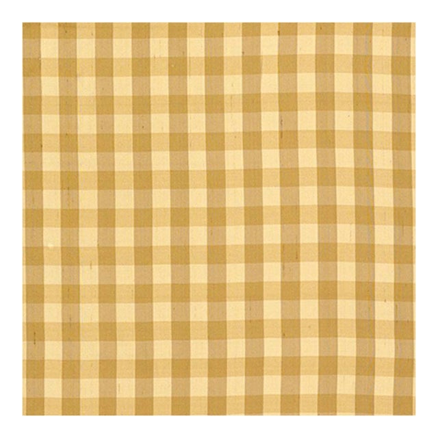 Schumacher Inglebury Silk Check Fabric in Coin For Sale