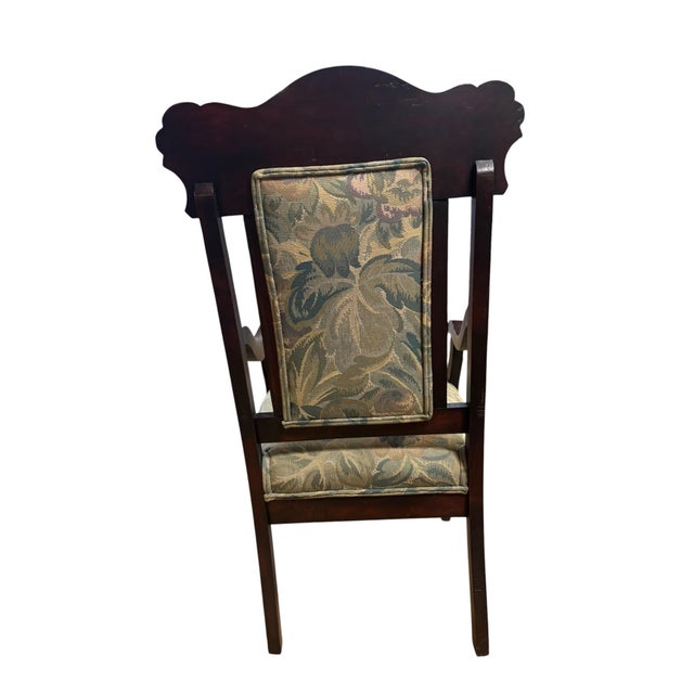 Traditional Traditional Mahogany Accent Armchair With William Morris Style Upholstery For Sale - Image 3 of 12