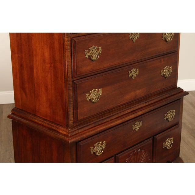 American Drew Queen Anne Style Cherry Highboy Chest For Sale - Image 9 of 17