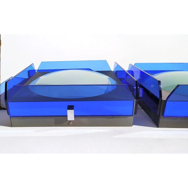 Blue Glass Wall Sconces from Veca, 1960s, Set of 2 For Sale - Image 3 of 9
