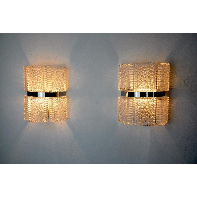 Glass Sconces from Frosted Glass attributed to Kaiser Leuchten, Germany, 1960s, Set of 2 For Sale - Image 7 of 11