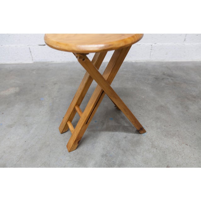 Wood Folding Stool in Pine by Roger Tallon, 1960 For Sale - Image 7 of 15